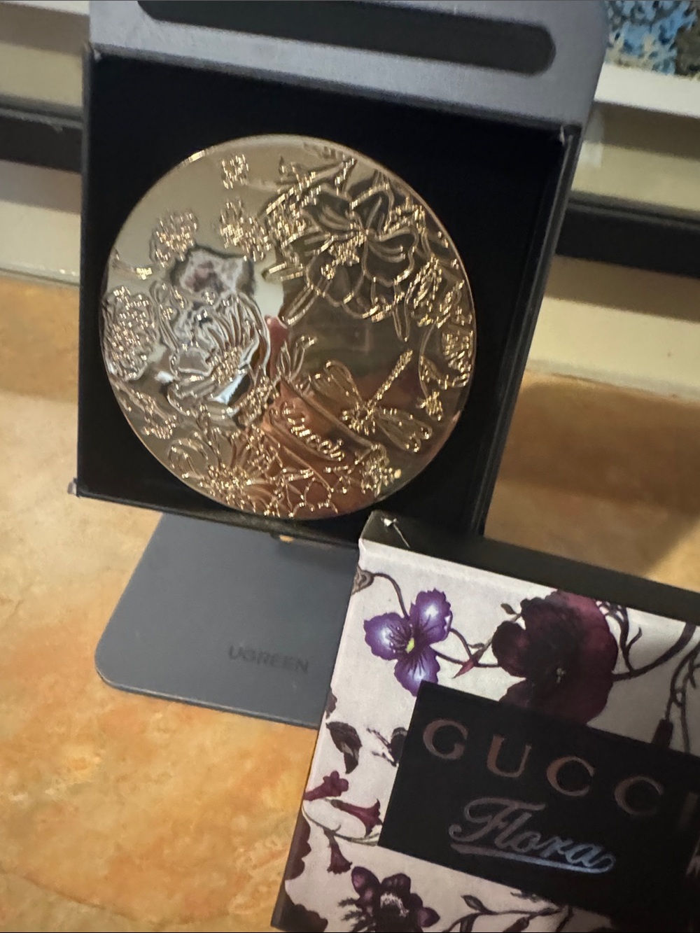 Gucci Flora Beauty Limited Edition Gold Compact Mirror and Box
